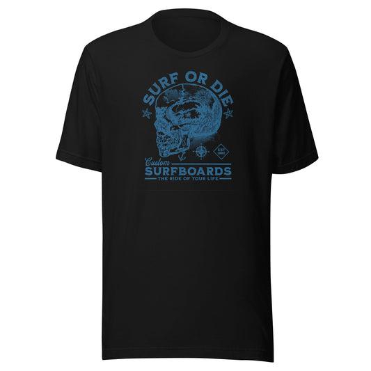 Surf or Die Surfboards Summer T-Shirt for Men Black