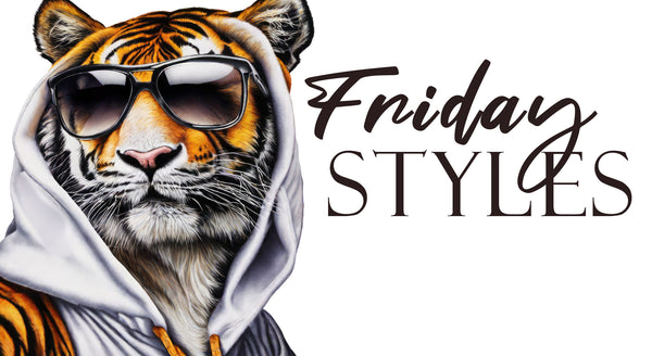 Friday Styles Logo - Tiger wearing sunglasses and a hoodie