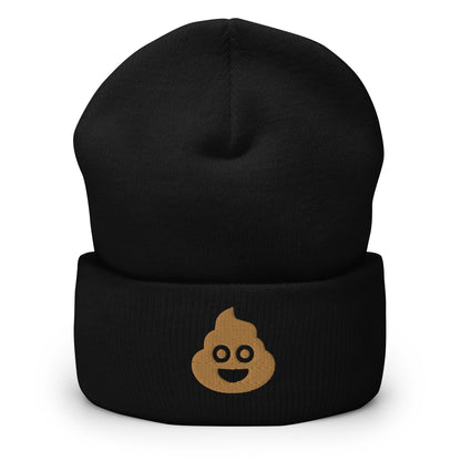 Poo Emoji Men's Funny Beanie Black