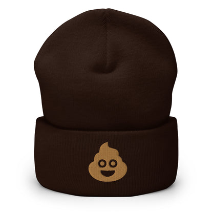 Poo Emoji Men's Funny Beanie Brown