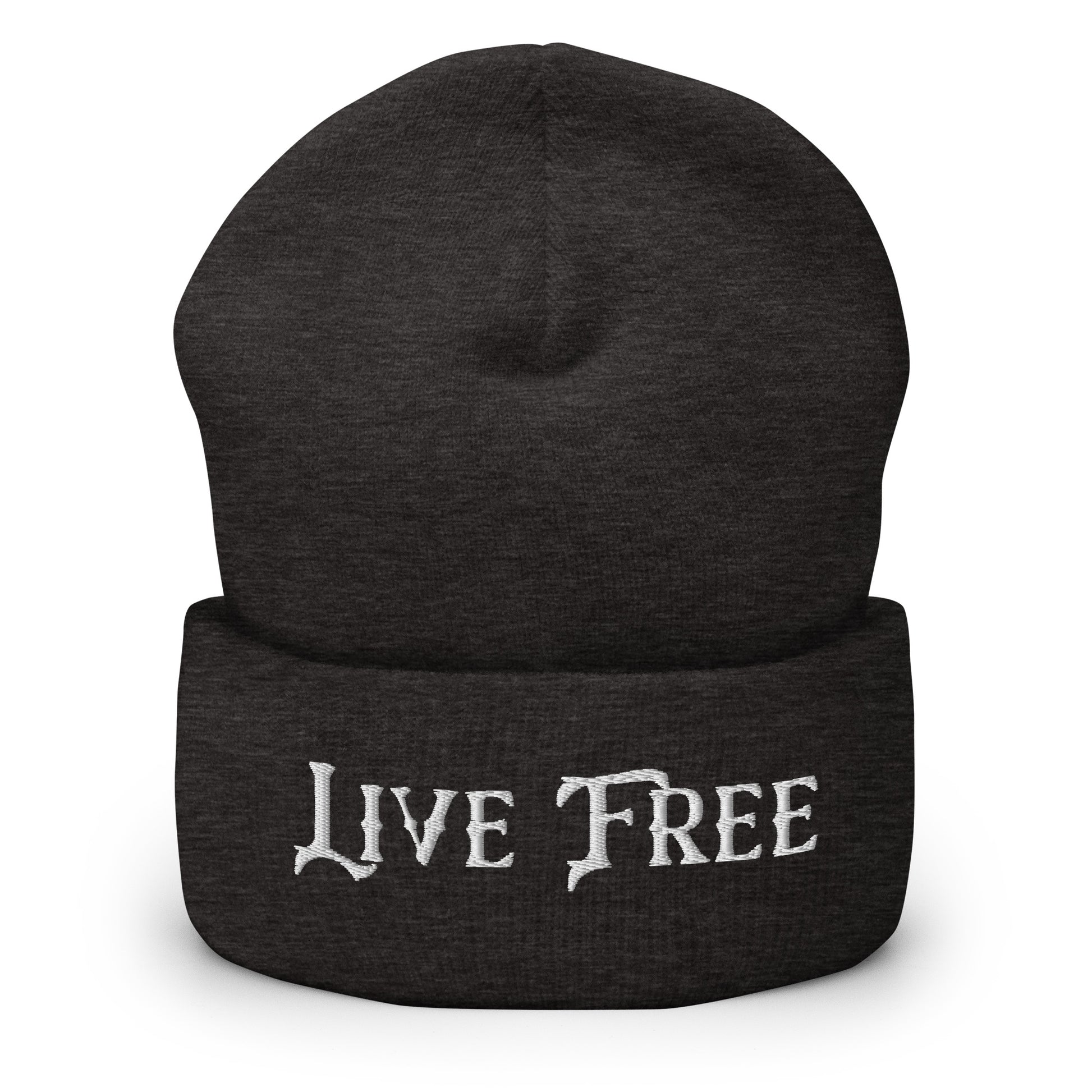 Live Free Men's Beanie Dark Grey