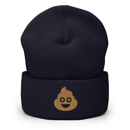 Poo Emoji Men's Funny Beanie Navy