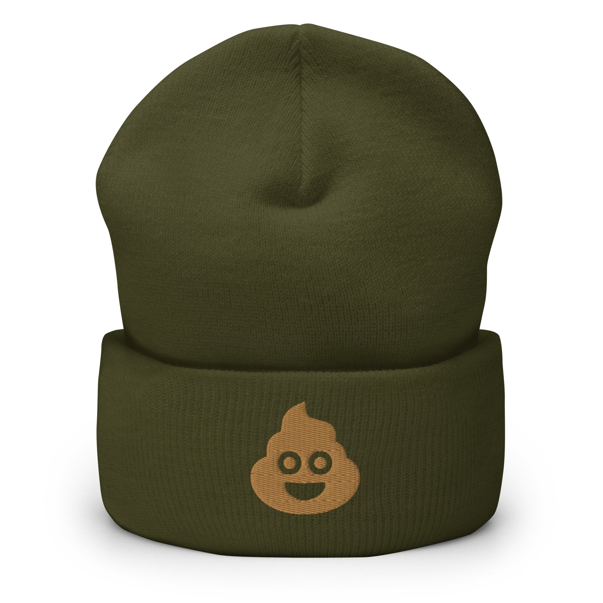 Poo Emoji Men's Funny Beanie Olive