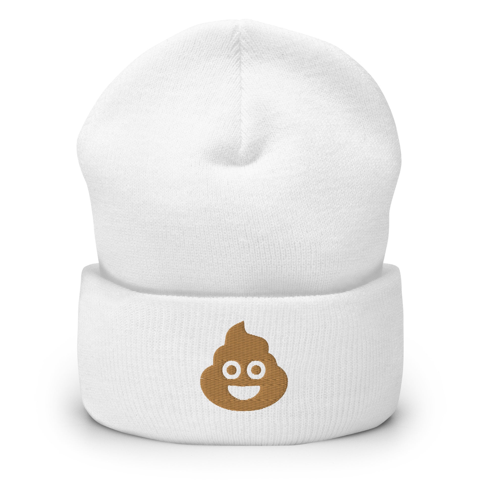 Poo Emoji Men's Funny Beanie White