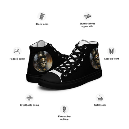 Smoky Skull Steampunk Men's High-Top Shoes