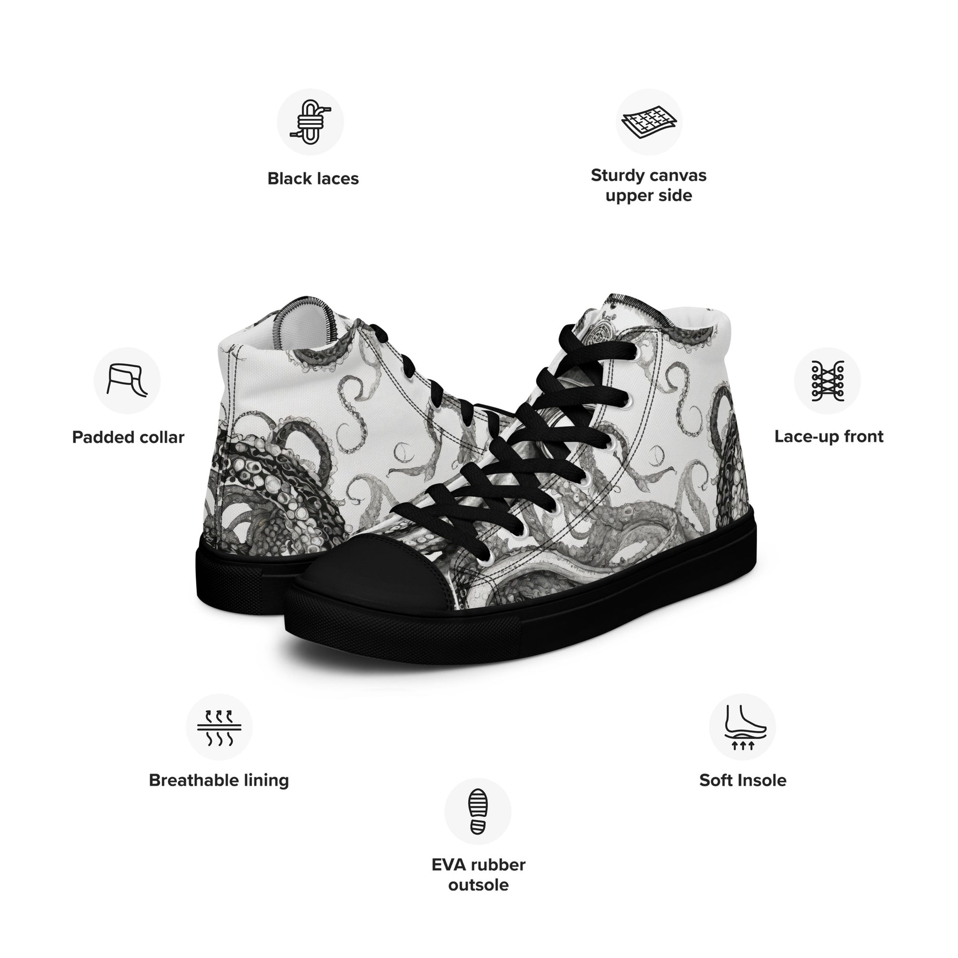 Octopus Tentacle Men's High-Top Shoes