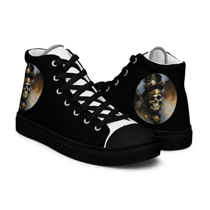 Smoky Skull Steampunk Men's High-Top Shoes