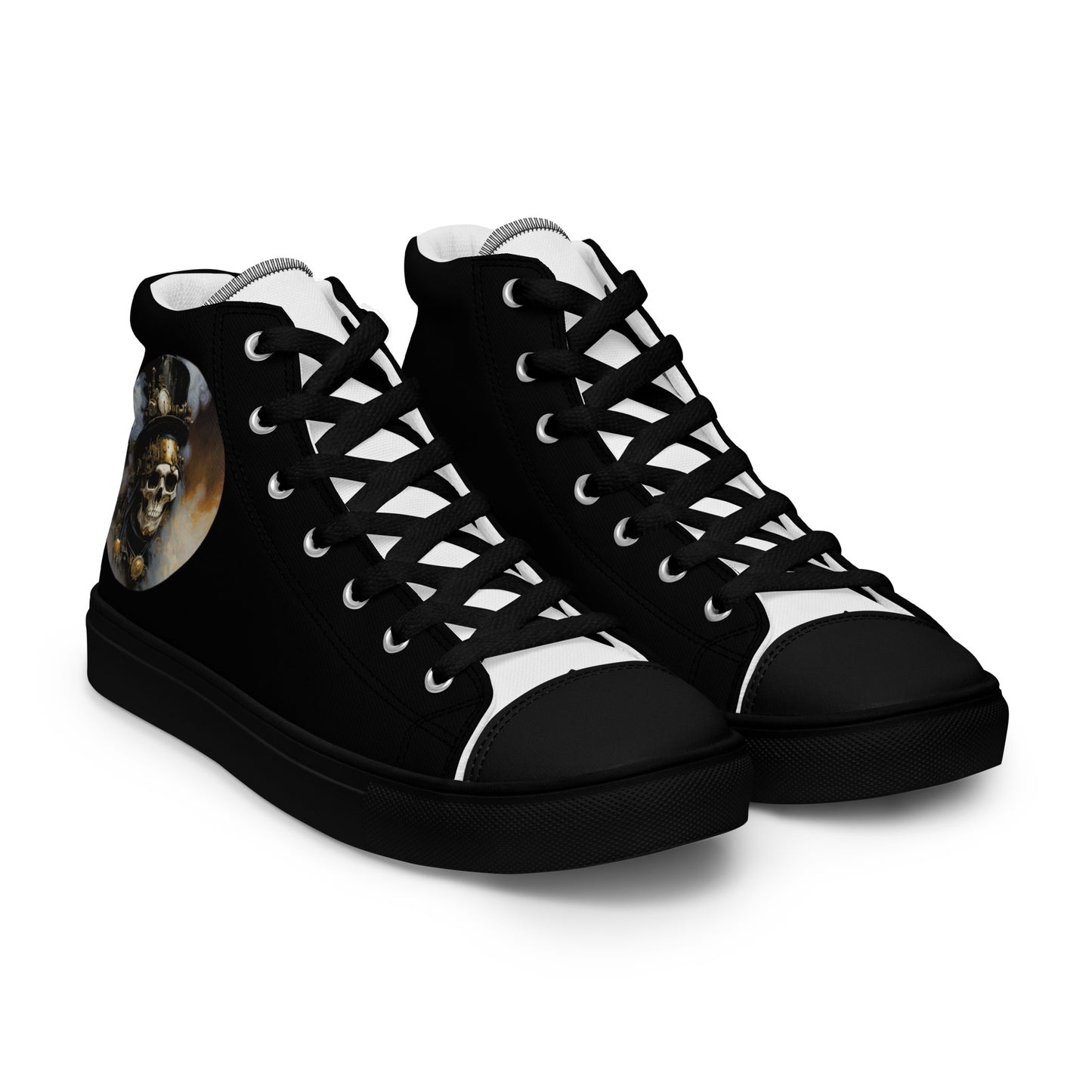 Smoky Skull Steampunk Men's High-Top Shoes