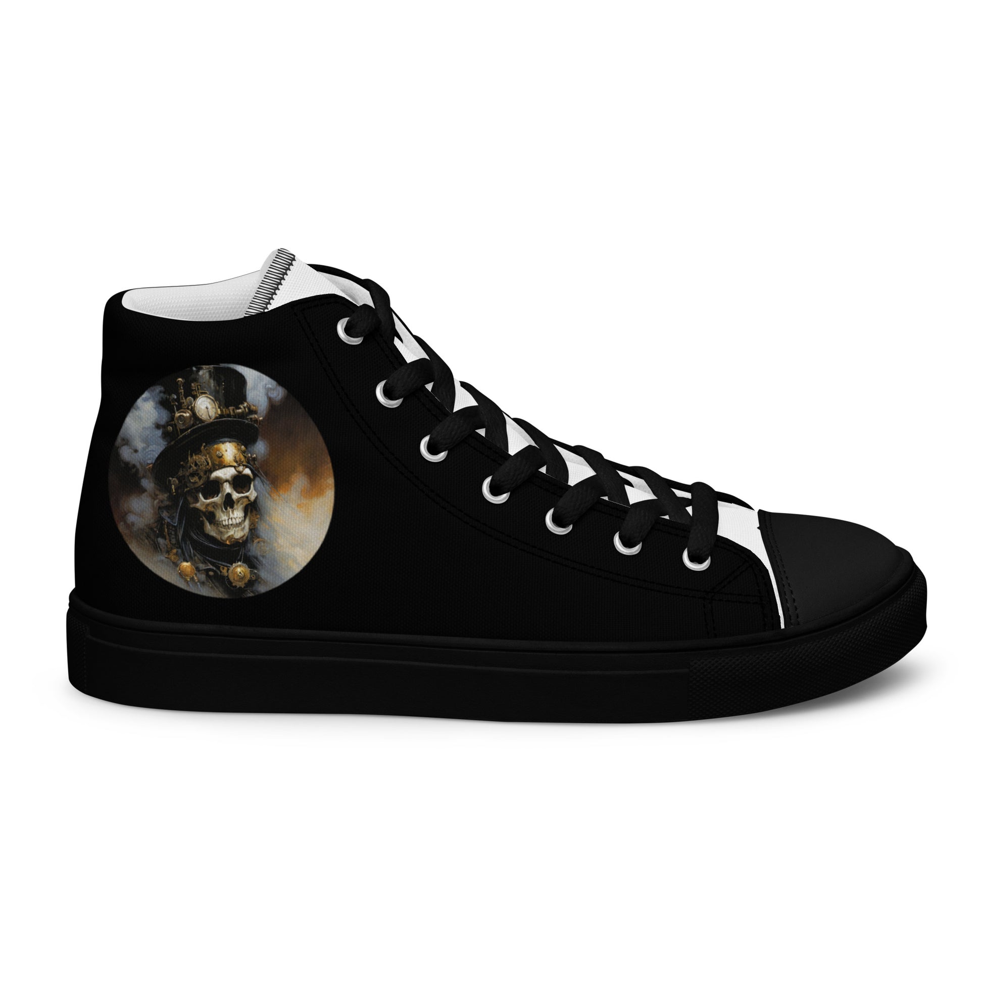 Smoky Skull Steampunk Men's High-Top Shoes