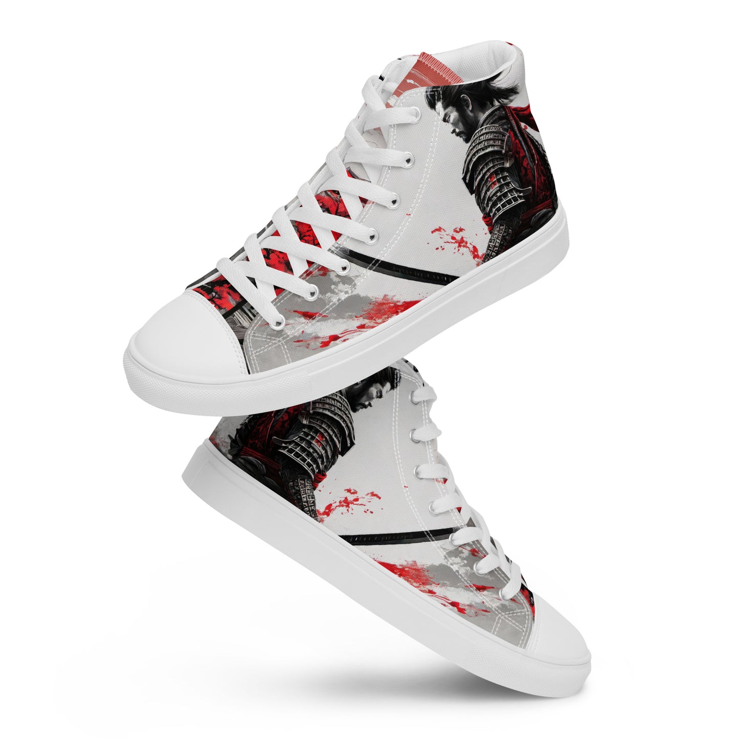 Samurai Warrior Men's High-Top Shoes White