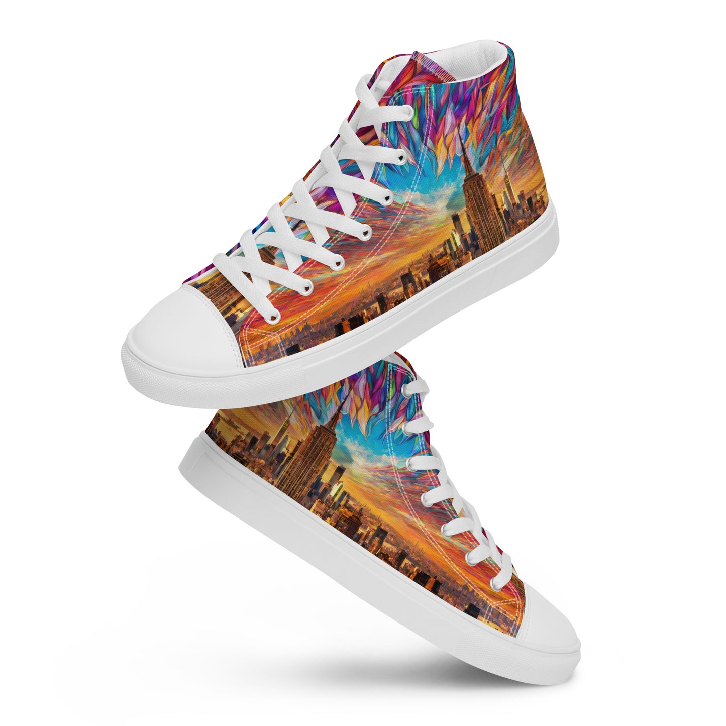 New York Skyline Men's High-Top Shoes White