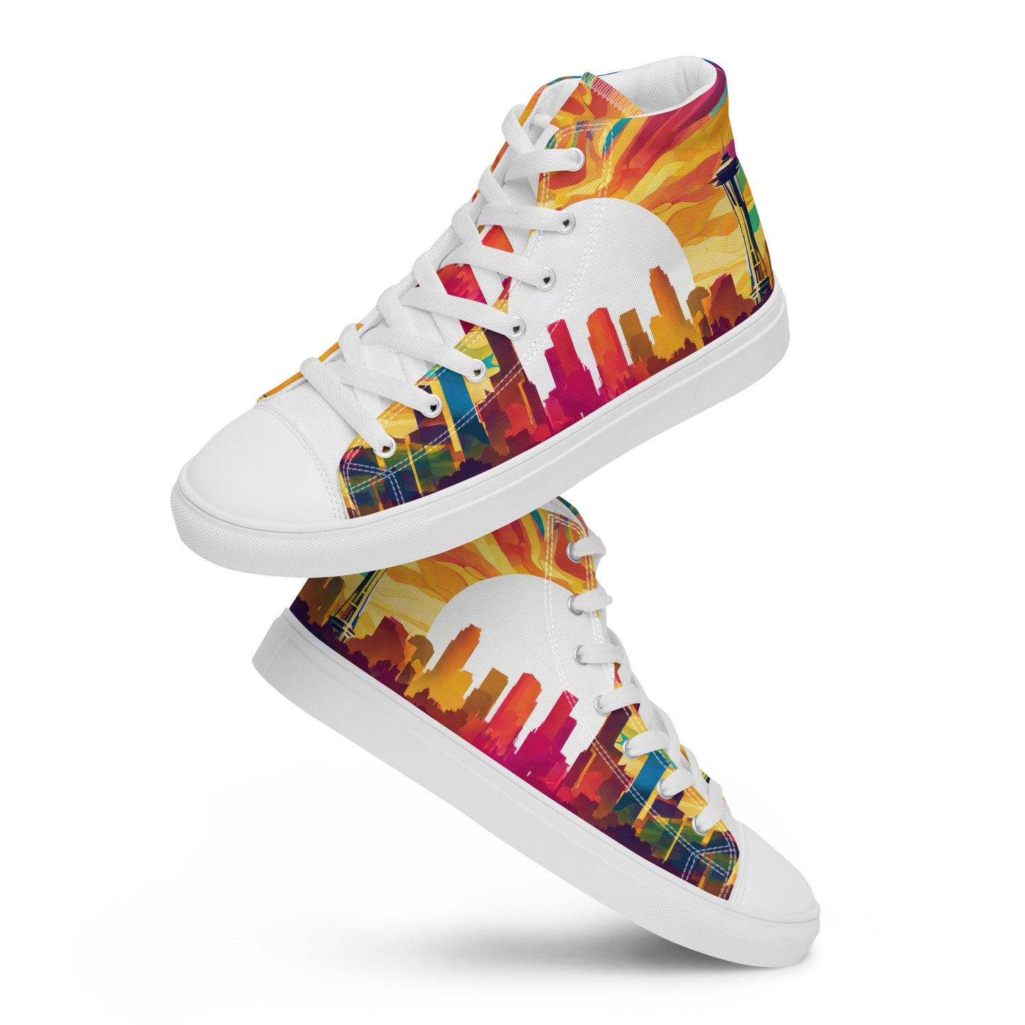 Seattle Skyline Men's High-Top Shoes White