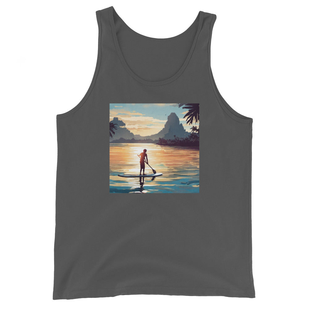 Paddleboarding Paradise Men's Tank Top Asphalt