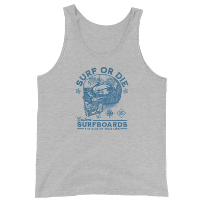 Surf or Die Surfboards Summer Tank Top for Men Athletic Heather