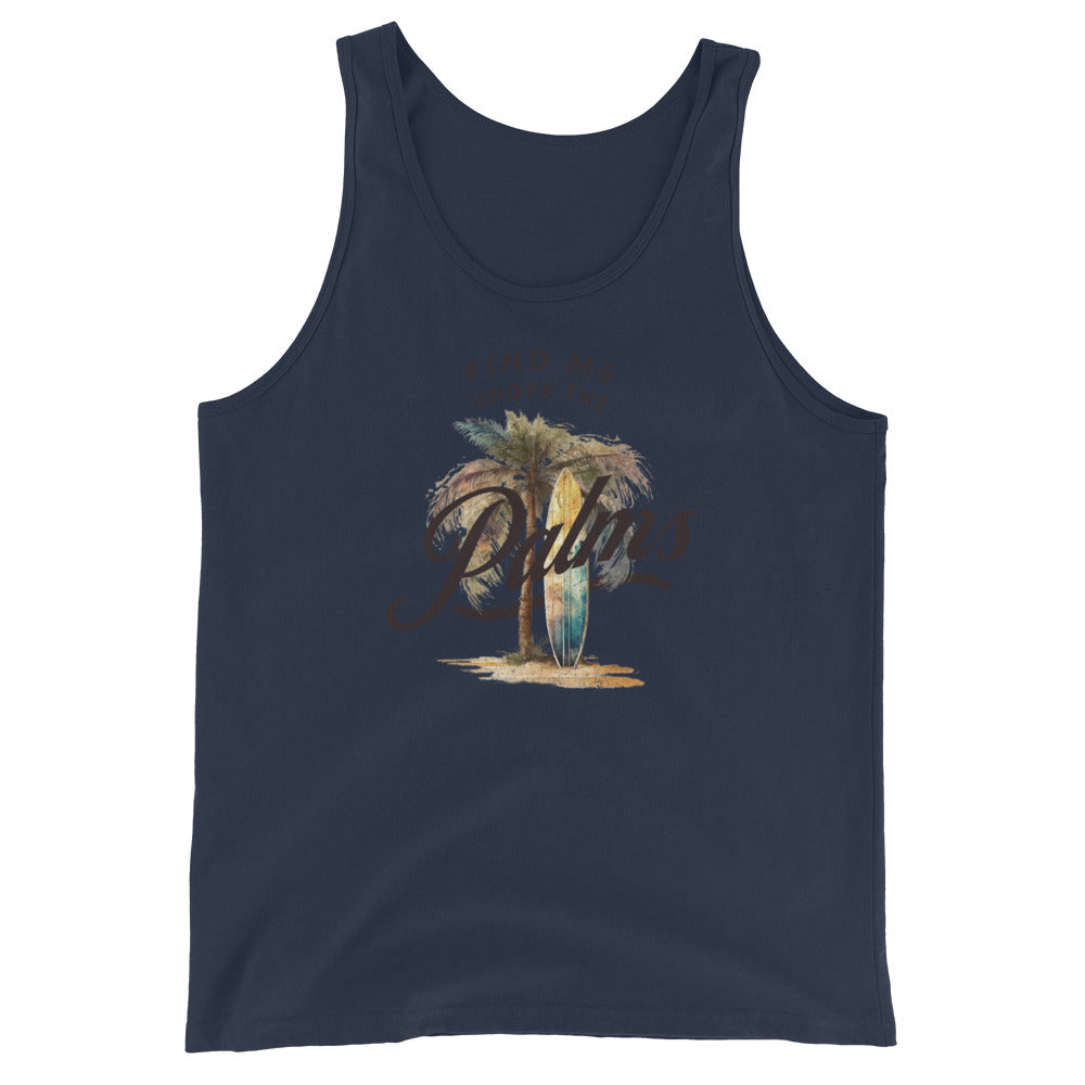 Find Me Under the Palms Men's Summer Tank Top Navy