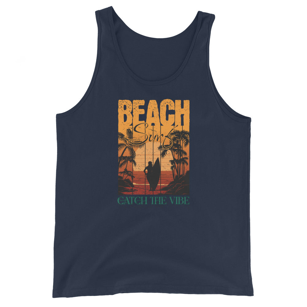 Catch the Beach Vibe Surfing Men's Tank Top Navy