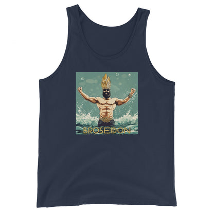 Broseidon Men's Funny Tank Top Navy