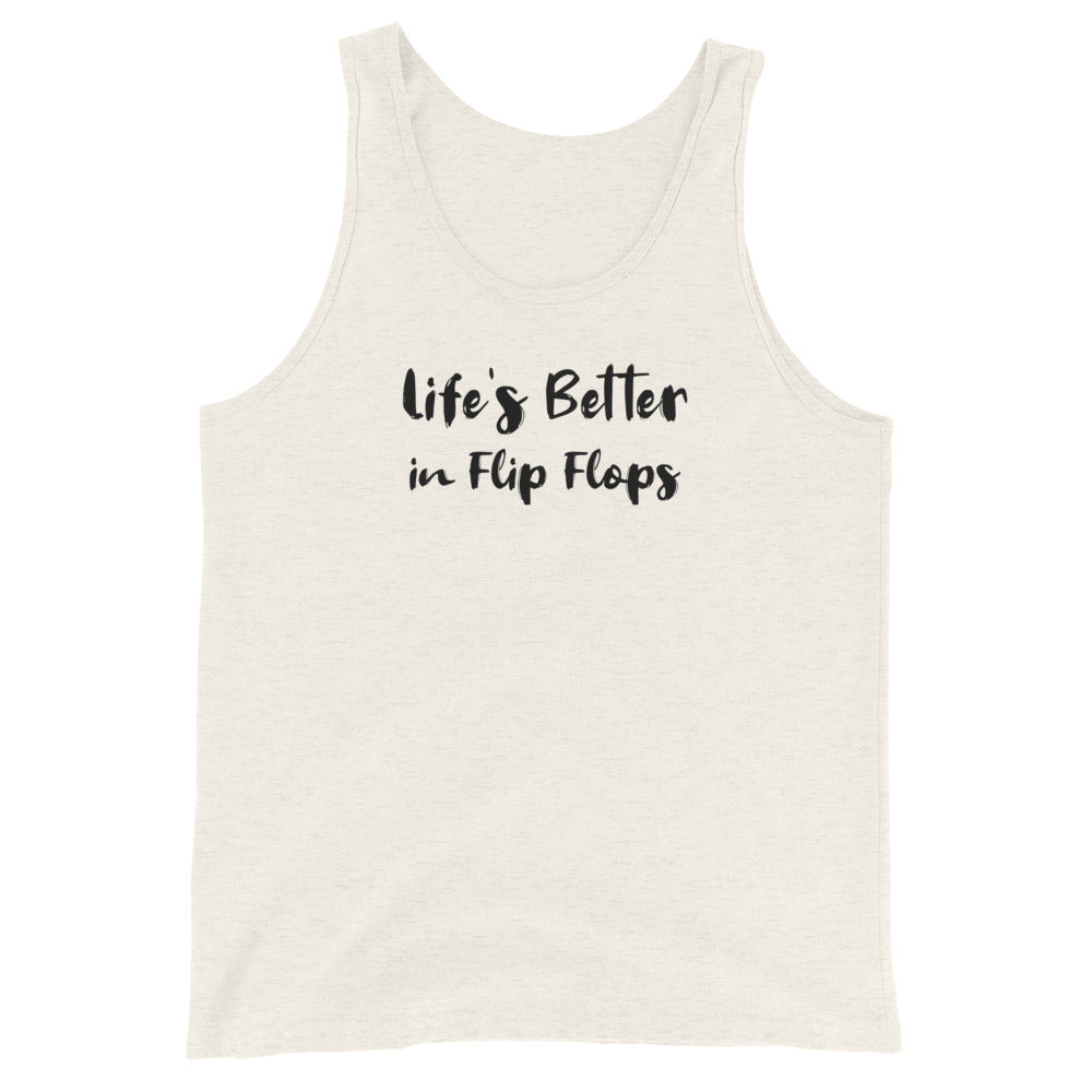 Life's Better in Flip Flops Men's Tank Top Oatmeal Triblend