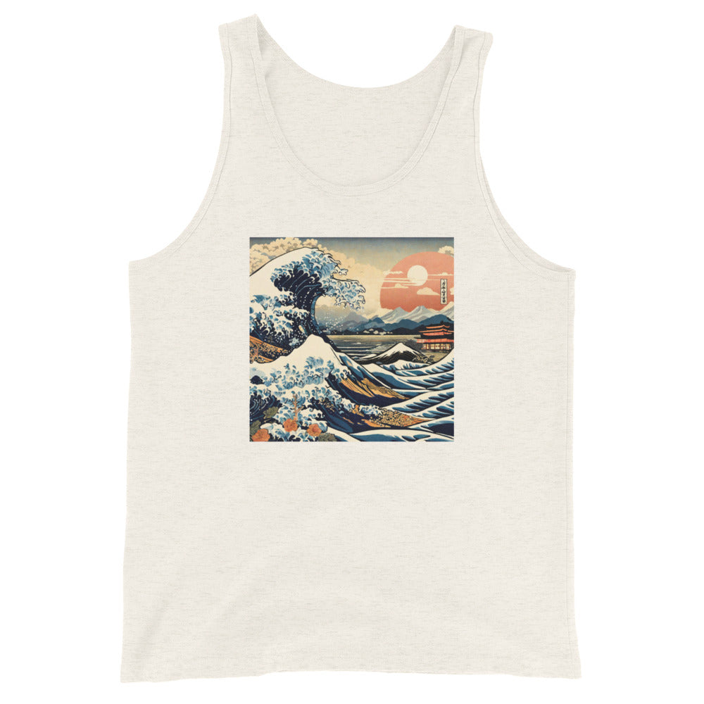 Ukiyo-e Wave Men's Tank Top Oatmeal Triblend