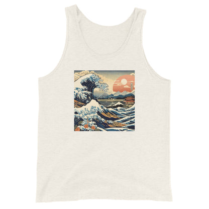 Ukiyo-e Wave Men's Tank Top Oatmeal Triblend