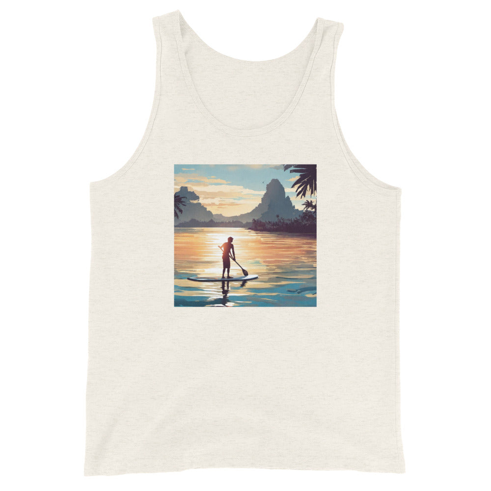 Paddleboarding Paradise Men's Tank Top Oatmeal Triblend