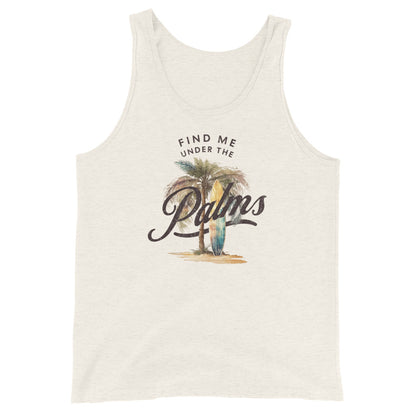 Find Me Under the Palms Men's Summer Tank Top Oatmeal Triblend