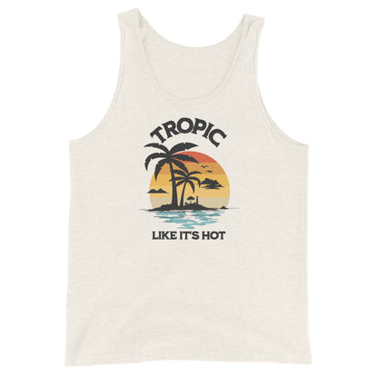 Tropic Like It's Hot Men's Summer Tank Top Oatmeal Triblend