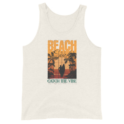 Catch the Beach Vibe Surfing Men's Tank Top Oatmeal Triblend