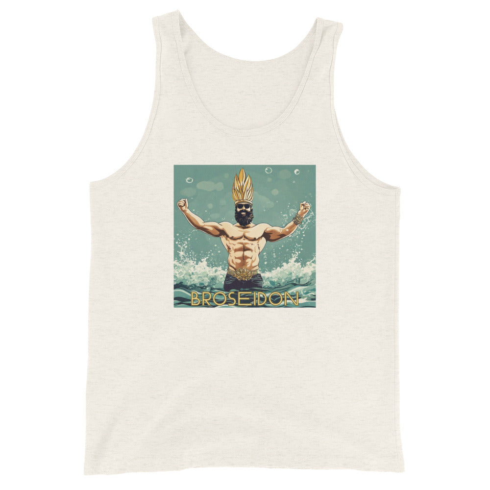 Broseidon Men's Funny Tank Top Oatmeal Triblend