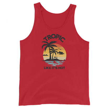 Tropic Like It's Hot Men's Summer Tank Top Red