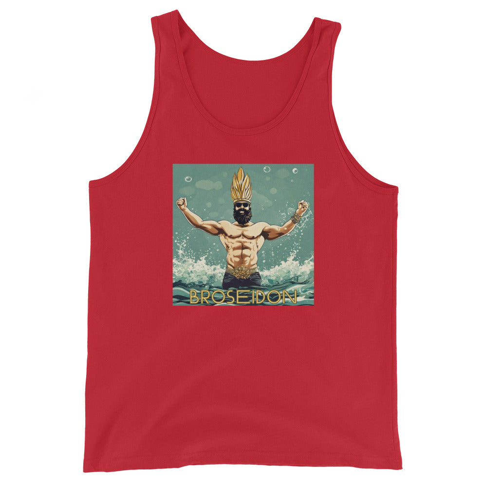 Broseidon Men's Funny Tank Top Red