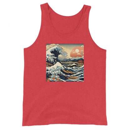 Ukiyo-e Wave Men's Tank Top Red Triblend