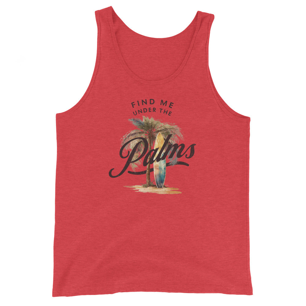 Find Me Under the Palms Men's Summer Tank Top Red Triblend