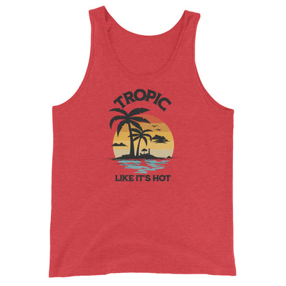 Tropic Like It's Hot Men's Summer Tank Top Red Triblend