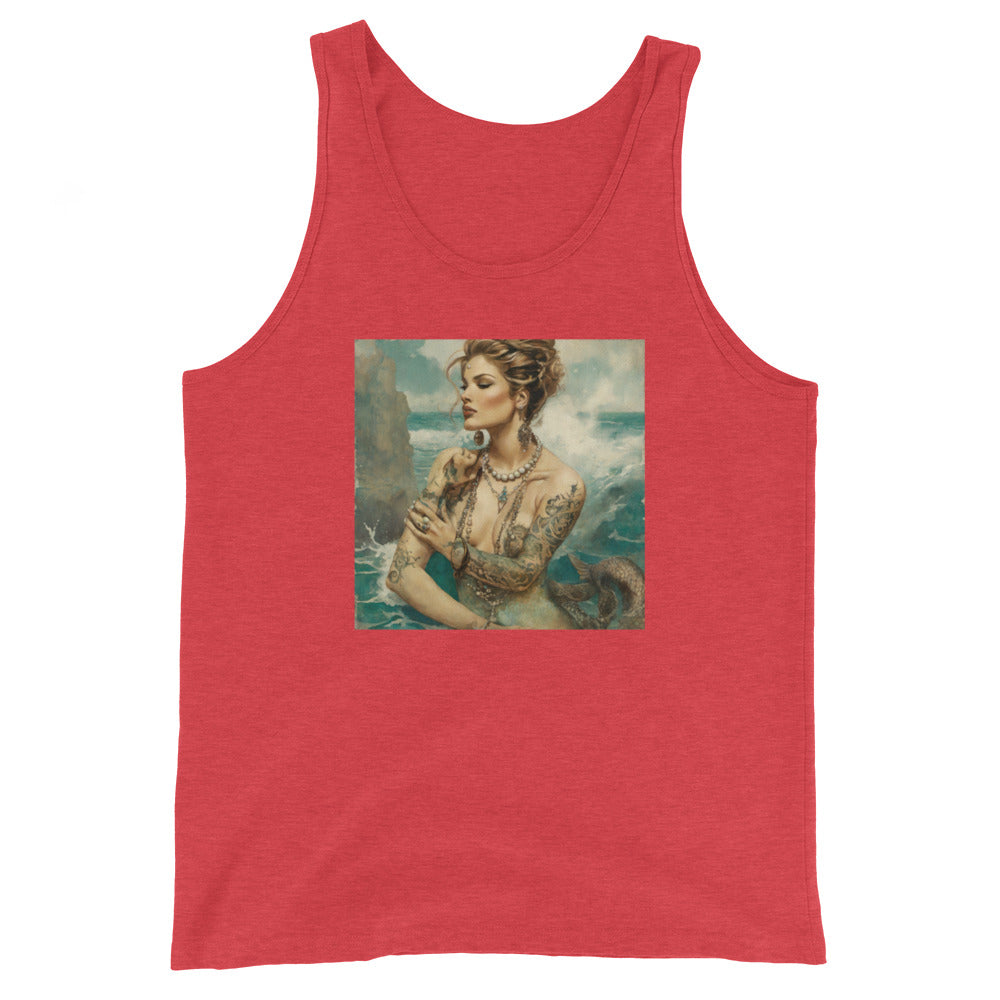 Mermaid with Tattoos Men's Tank Top Red Triblend