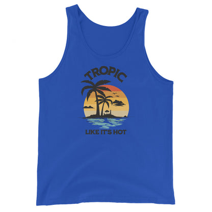 Tropic Like It's Hot Men's Summer Tank Top True Royal