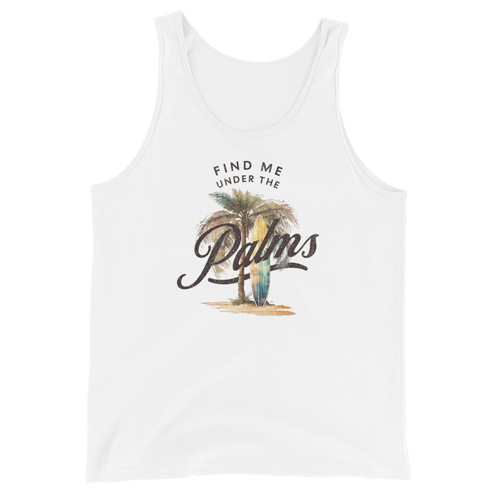 Find Me Under the Palms Men's Summer Tank Top White