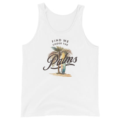 Find Me Under the Palms Men's Summer Tank Top White