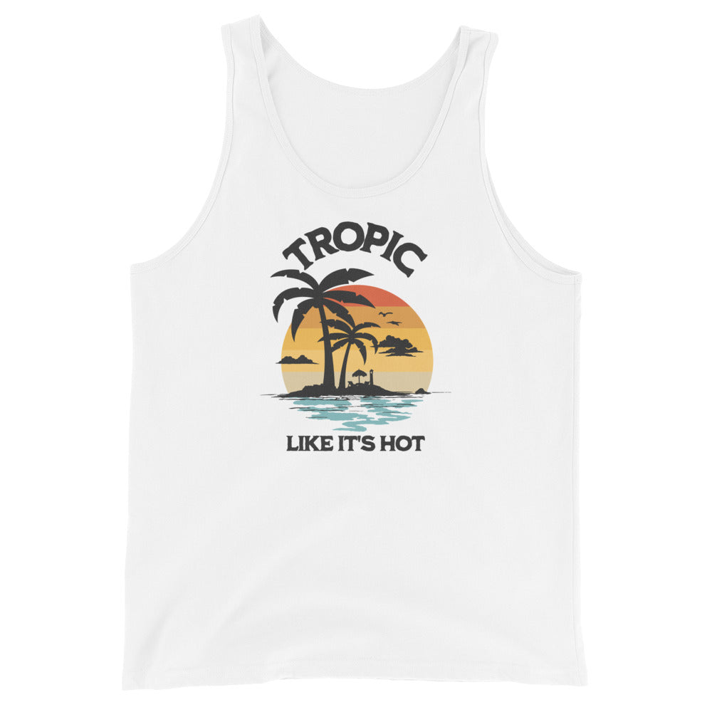 Tropic Like It's Hot Men's Summer Tank Top White