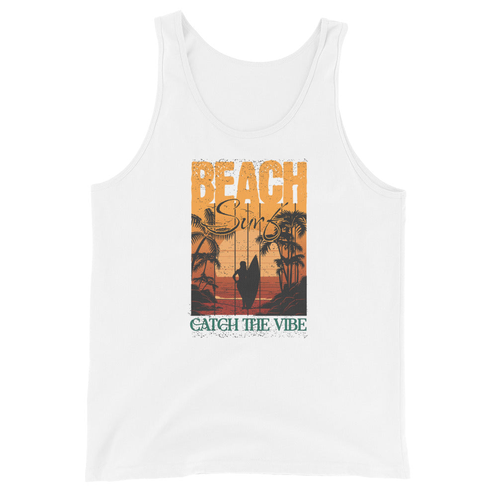 Catch the Beach Vibe Surfing Men's Tank Top White