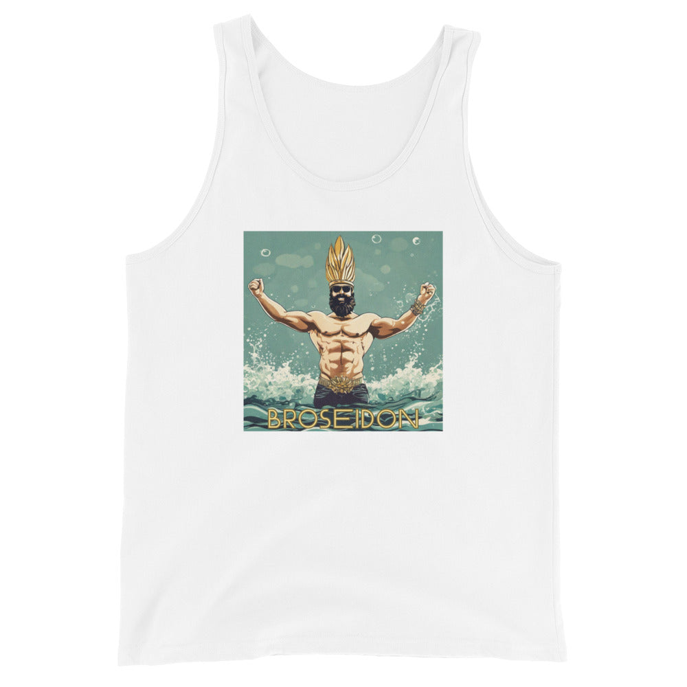 Broseidon Men's Funny Tank Top White