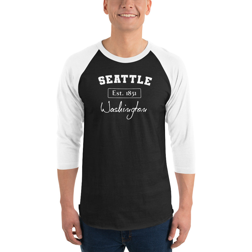 Seattle, Washington 3/4 Sleeve Men's Raglan Shirt