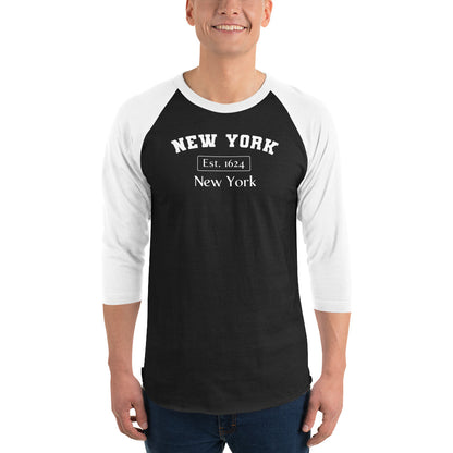 New York, New York 3/4 Sleeve Men's Raglan Shirt