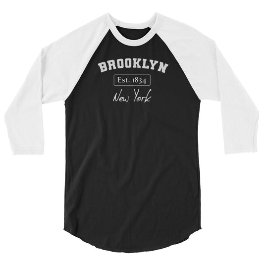 Brooklyn, New York 3/4 Sleeve Men's Raglan Shirt Black White