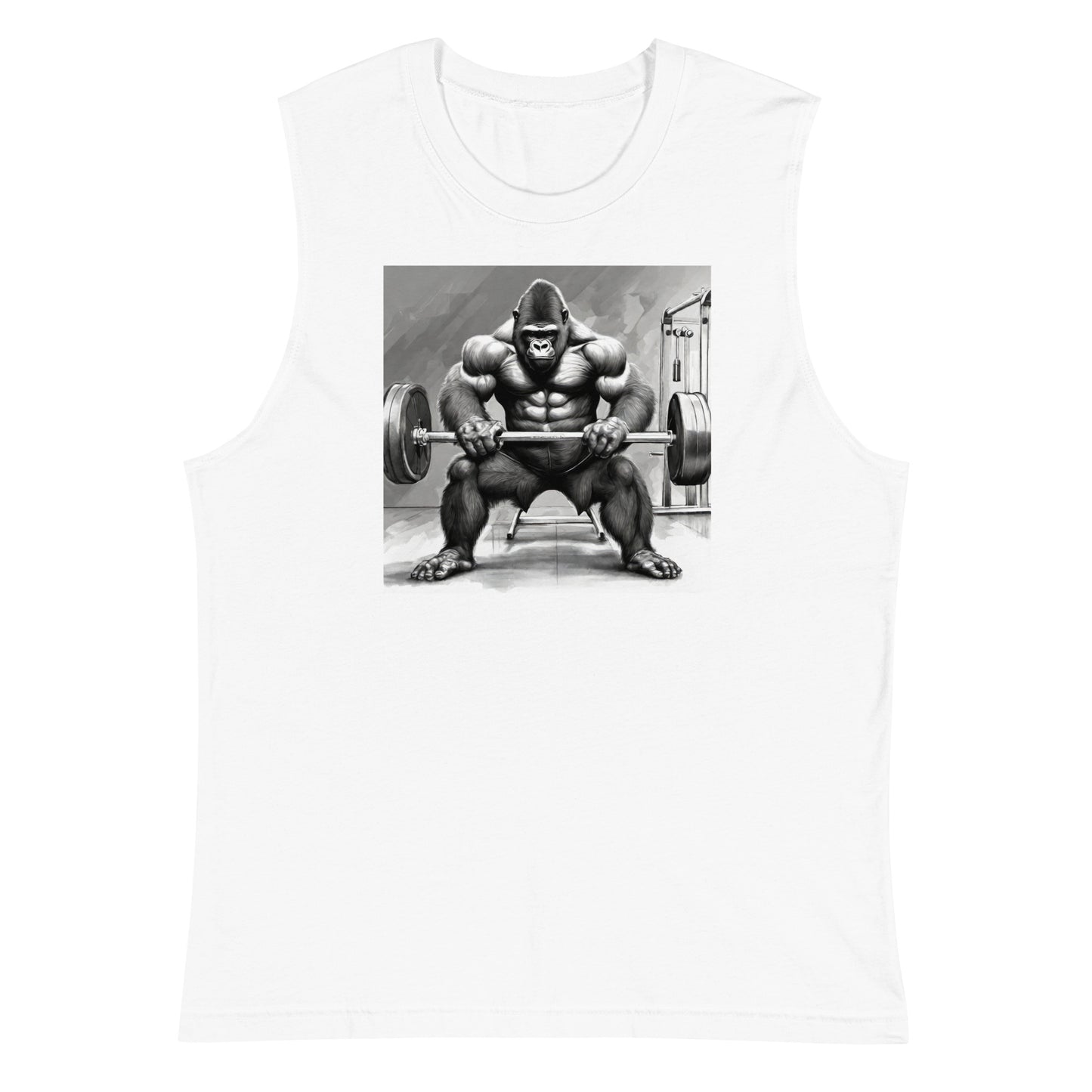 Gorilla Lifting Weights Men's Muscle Shirt White