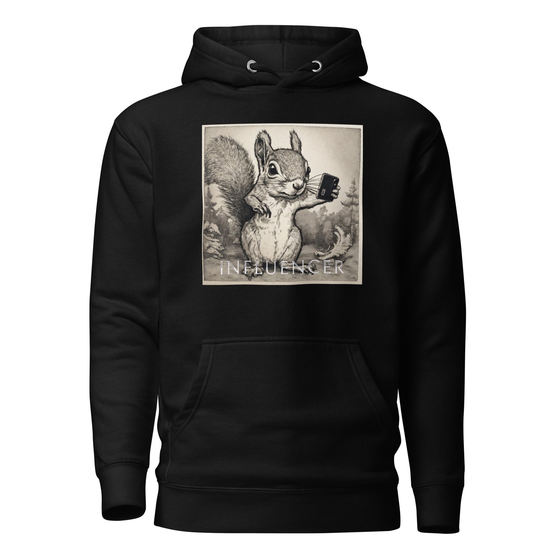 Squirrel Influencer Men's Funny Hoodie Black