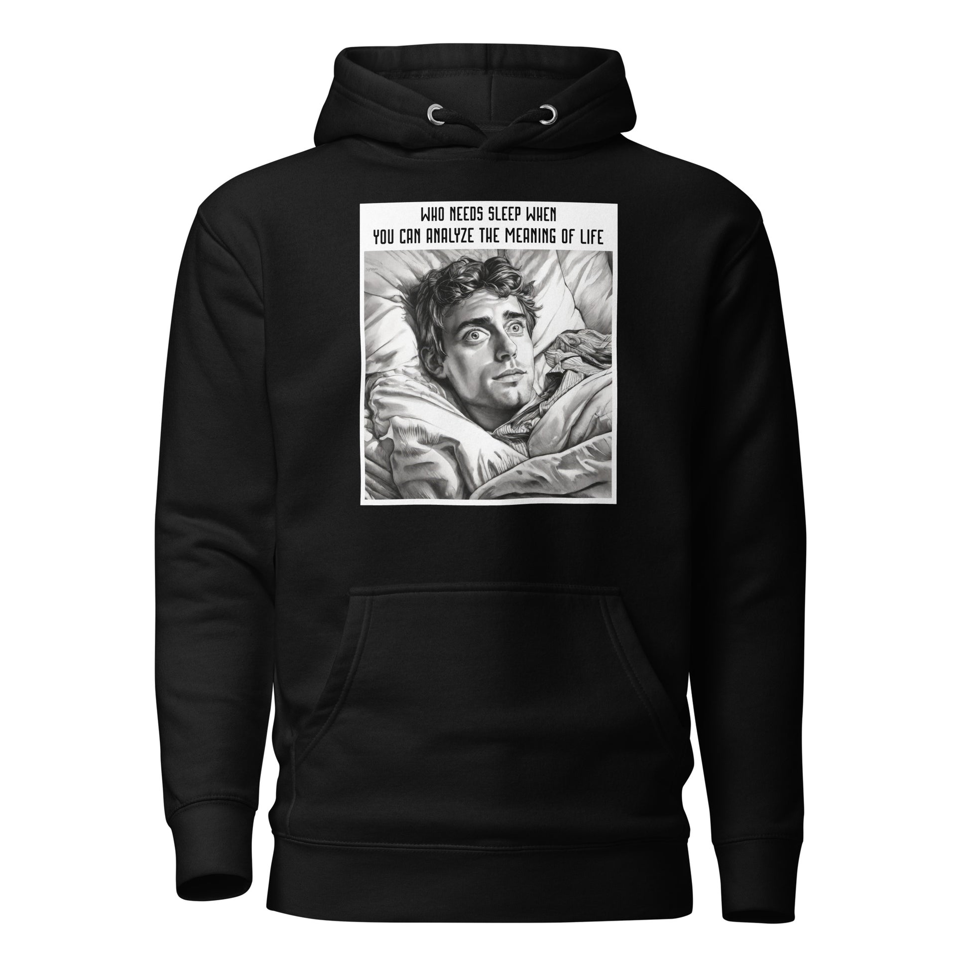 Late Night Analyzing Men's Funny Hoodie Black