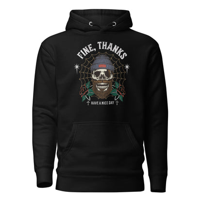 Fine Thanks Skull Men's Funny Hoodie Black