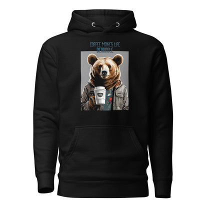 Coffee Makes Life Bearable Men's Funny Hoodie Black