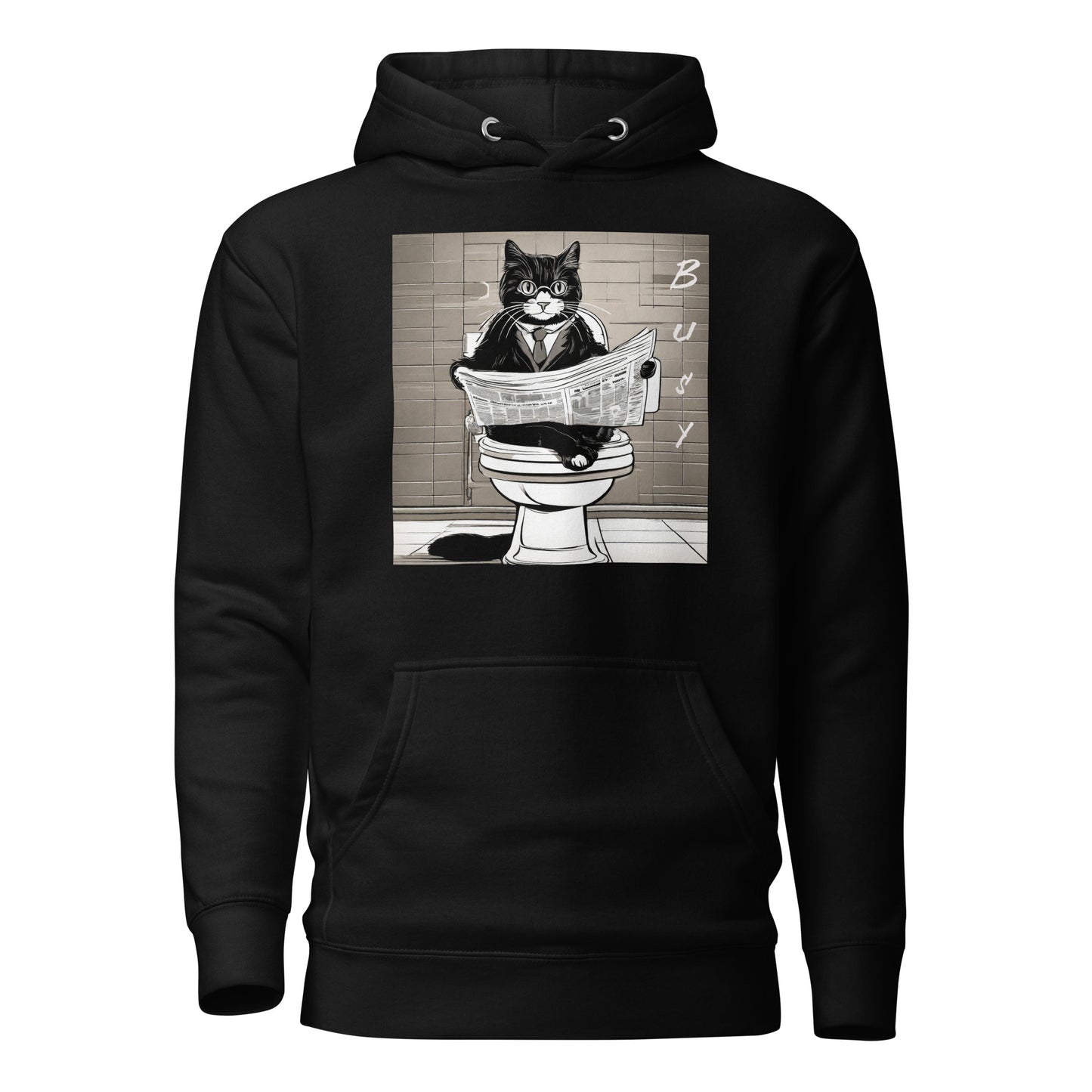 Busy Cat Men's Funny Hoodie Black